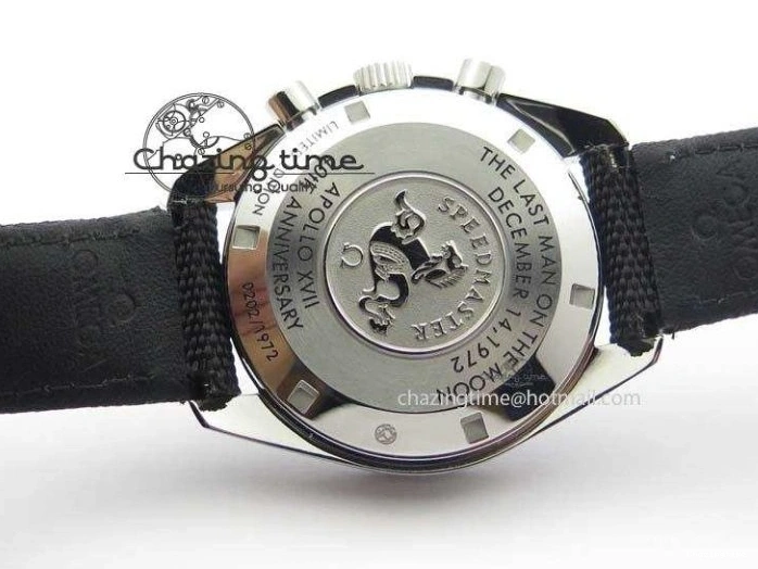 0314 Speedmaster Apollo XVII Gray Dial On Black Nylon Strap Manual Winding Chrono Movement FastDry 8208